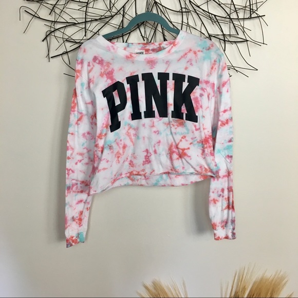 PINK Victoria's Secret Tops - VICTORIAS SECRET cropped tie dye PINK long sleeve PINK Victoria's Secret Tops - VICTORIAS SECRET cropped tie dye PINK long sleeve